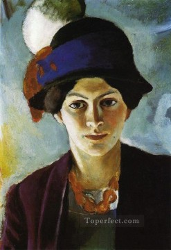  Esposa Arte - Retrato de la esposa del artista Elisabeth con sombrero Fraudes Kunstlersmi August Macke